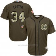 Maglia Baseball Uomo Chicago Cubs 34 Jon Lester Verde Salute To Service