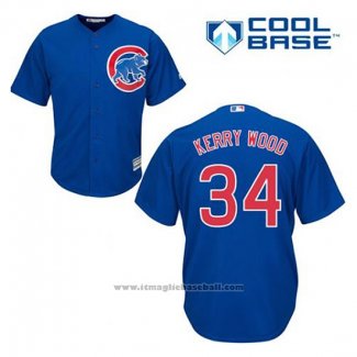 Maglia Baseball Uomo Chicago Cubs 34 Kerry Wood Blu Alternato Cool Base