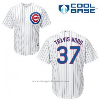 Maglia Baseball Uomo Chicago Cubs 37 Travis Wood Bianco Home Cool Base