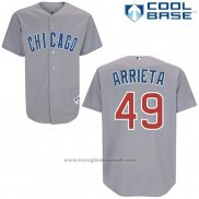 Maglia Baseball Uomo Chicago Cubs 49 Jake Arrieta Cool Base Grigio