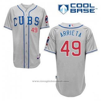 Maglia Baseball Uomo Chicago Cubs 49 Jake Arrieta Grigio Alternato Cool Base