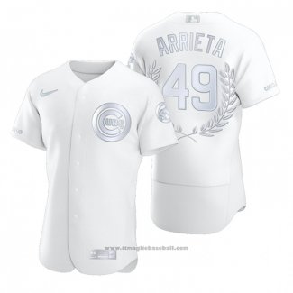 Maglia Baseball Uomo Chicago Cubs Jake Arrieta Award Collection NL Cy Young Bianco