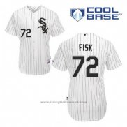 Maglia Baseball Uomo Chicago White Sox 72 Carlton Fisk Bianco Home Cool Base