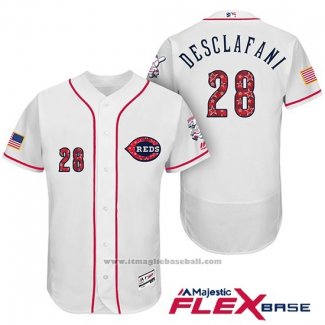 Maglia Baseball Uomo Cincinnati Reds 2017 Stelle E Strisce 28 Anthony Desclafani Bianco Flex Base