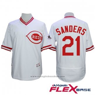 Maglia Baseball Uomo Cincinnati Reds 21 Deion Sanders Autentico Collection Flex Base Bianco