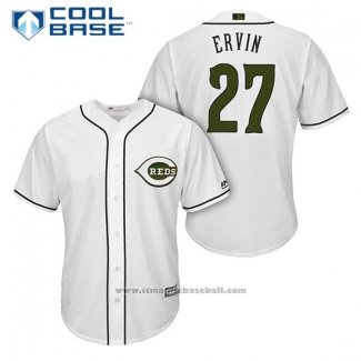 Maglia Baseball Uomo Cincinnati Reds 27 Phillip Ervin Bianco 2018 Alternato Cool Base