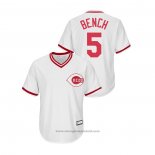 Maglia Baseball Uomo Cincinnati Reds Johnny Bench Cooperstown Collection Replica Home Bianco