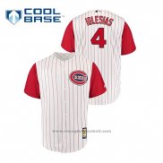 Maglia Baseball Uomo Cincinnati Reds Jose Iglesias Throwback 1961 Cool Base Bianco Rosso