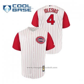 Maglia Baseball Uomo Cincinnati Reds Jose Iglesias Throwback 1961 Cool Base Bianco Rosso