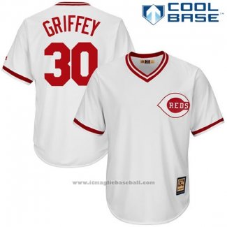 Maglia Baseball Uomo Cincinnati Reds Ken Griffey 30 Autentico Collection Bianco Cool Base Cooperstown