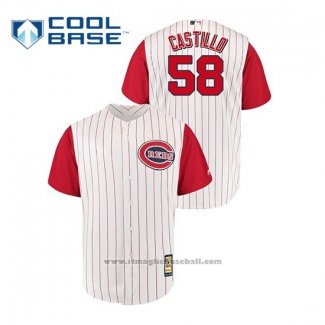 Maglia Baseball Uomo Cincinnati Reds Luis Castillo Throwback 1961 Cool Base Bianco Rosso