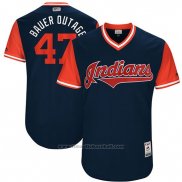 Maglia Baseball Uomo Cleveland Indians 2017 Little League World Series Trevor Bauer Blu