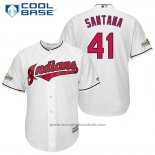 Maglia Baseball Uomo Cleveland Indians 2017 Postseason 41 Carlos Santana Bianco Cool Base