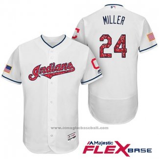 Maglia Baseball Uomo Cleveland Indians 2017 Stelle e Strisce Andrew Miller Bianco Flex Base