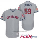 Maglia Baseball Uomo Cleveland Indians 2017 Stelle e Strisce Carlos Carrasco Grigio Flex Base