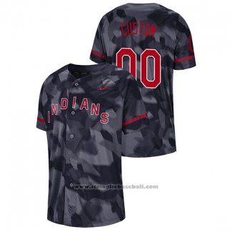 Maglia Baseball Uomo Cleveland Indians Personalizzate Camuffamento Autentico Collezione Blu