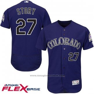 Maglia Baseball Uomo Colorado Rockies 27 Trevor Story Viola Flex Base