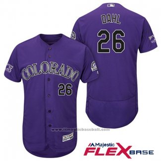 Maglia Baseball Uomo Colorado Rockies David Dahl 26 Viola Autentico Collection Flex Base