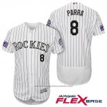 Maglia Baseball Uomo Colorado Rockies Gerardo Parra 8 Bianco Autentico Collection Flex Base