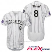 Maglia Baseball Uomo Colorado Rockies Gerardo Parra 8 Bianco Autentico Collection Flex Base