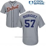 Maglia Baseball Uomo Detroit Tigers 57 Francisco Rodriguez Grigio Cool Base