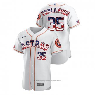 Maglia Baseball Uomo Houston Astros Justin Verlander 2020 Stars & Stripes 4th of July Bianco