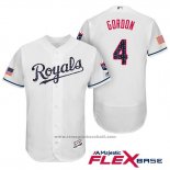Maglia Baseball Uomo Kansas City Royals 2017 Stelle e Strisce Alex Gordon Bianco Flex Base