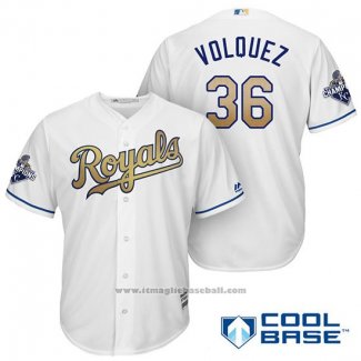 Maglia Baseball Uomo Kansas City Royals Campeones 36 Edinson Volquez Cool Base Or