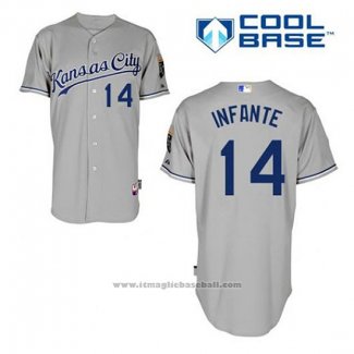 Maglia Baseball Uomo Kansas City Royals Omar Infante 14 Grigio Cool Base