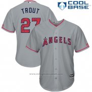 Maglia Baseball Uomo Los Angeles Angels 2017 Stelle e Strisce Mike Trout Grigio Cool Base