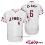 Maglia Baseball Uomo Los Angeles Angels 2017 Stelle e Strisce Yunel Escobar Bianco Flex Base