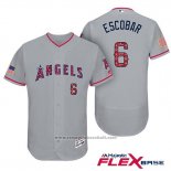 Maglia Baseball Uomo Los Angeles Angels 2017 Stelle e Strisce Yunel Escobar Grigio Flex Base