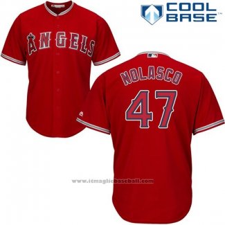 Maglia Baseball Uomo Los Angeles Angels 47 Ricky Nolasco Rosso Cool Base