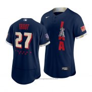 Maglia Baseball Uomo Los Angeles Angels Mike Trout 2021 All Star Autentico Blu