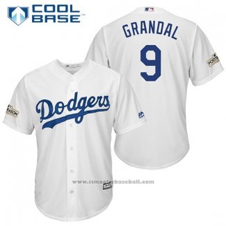 Maglia Baseball Uomo Los Angeles Dodgers 2017 Postseason Yasmani Grandal Bianco Cool Base