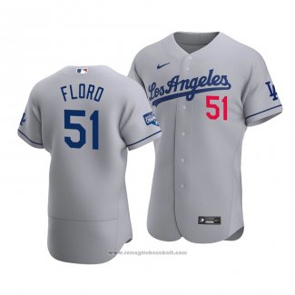 Maglia Baseball Uomo Los Angeles Dodgers Dylan Floro 2020 Autentico Road Grigio