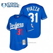 Maglia Baseball Uomo Los Angeles Dodgers Mike Piazza Cooperstown Collezione Mesh Button-Up Blu