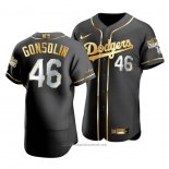 Maglia Baseball Uomo Los Angeles Dodgers Tony Gonsolin Black 2020 World Series Champions Golden Limited Autentico