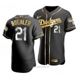 Maglia Baseball Uomo Los Angeles Dodgers Walker Buehler Black 2020 World Series Champions Golden Limited Autentico