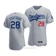 Maglia Baseball Uomo Los Angeles Dodgers Yoshitomo Tsutsugo Autentico Alternato Grigio