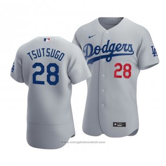 Maglia Baseball Uomo Los Angeles Dodgers Yoshitomo Tsutsugo Autentico Alternato Grigio