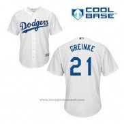 Maglia Baseball Uomo Los Angeles Dodgers Zack Greinke 21 Bianco Home Cool Base