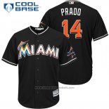 Maglia Baseball Uomo Miami Marlins 14 Martin Prado Nero 2017 Cool Base