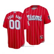 Maglia Baseball Uomo Miami Marlins Custom 2021 City Connect Replica Rosso