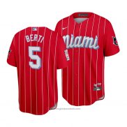 Maglia Baseball Uomo Miami Marlins Jon Berti 2021 City Connect Replica Rosso