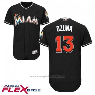 Maglia Baseball Uomo Miami Marlins Marcell Ozuna Nero Autentico Collection Flex Base