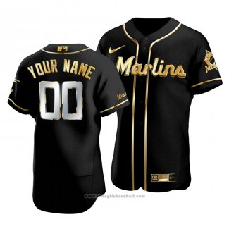 Maglia Baseball Uomo Miami Marlins Personalizzate Golden Edition Autentico Nero