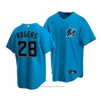 Maglia Baseball Uomo Miami Marlins Trevor Rogers Replica Alternato Blu