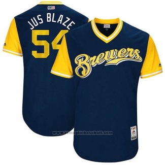 Maglia Baseball Uomo Milwaukee Brewers 2017 Little League World Series Michael Blazek Blu