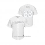 Maglia Baseball Uomo Milwaukee Brewers Christian Yelich 2019 Players Weekend Replica Bianco